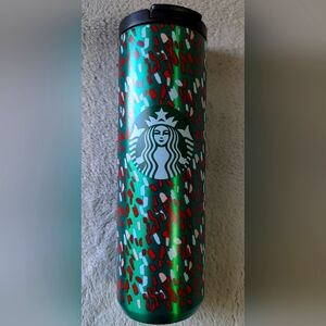 Starbuck Holiday Green Confetti Stainless Steel Tumbler